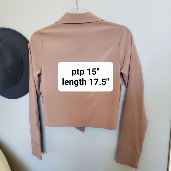 NWT Tan Collar Tie Blazer Blouse - Picture 4 of 4